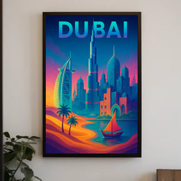 Dubai Dreamscape Skyline Poster For Travel Art Lovers Decor