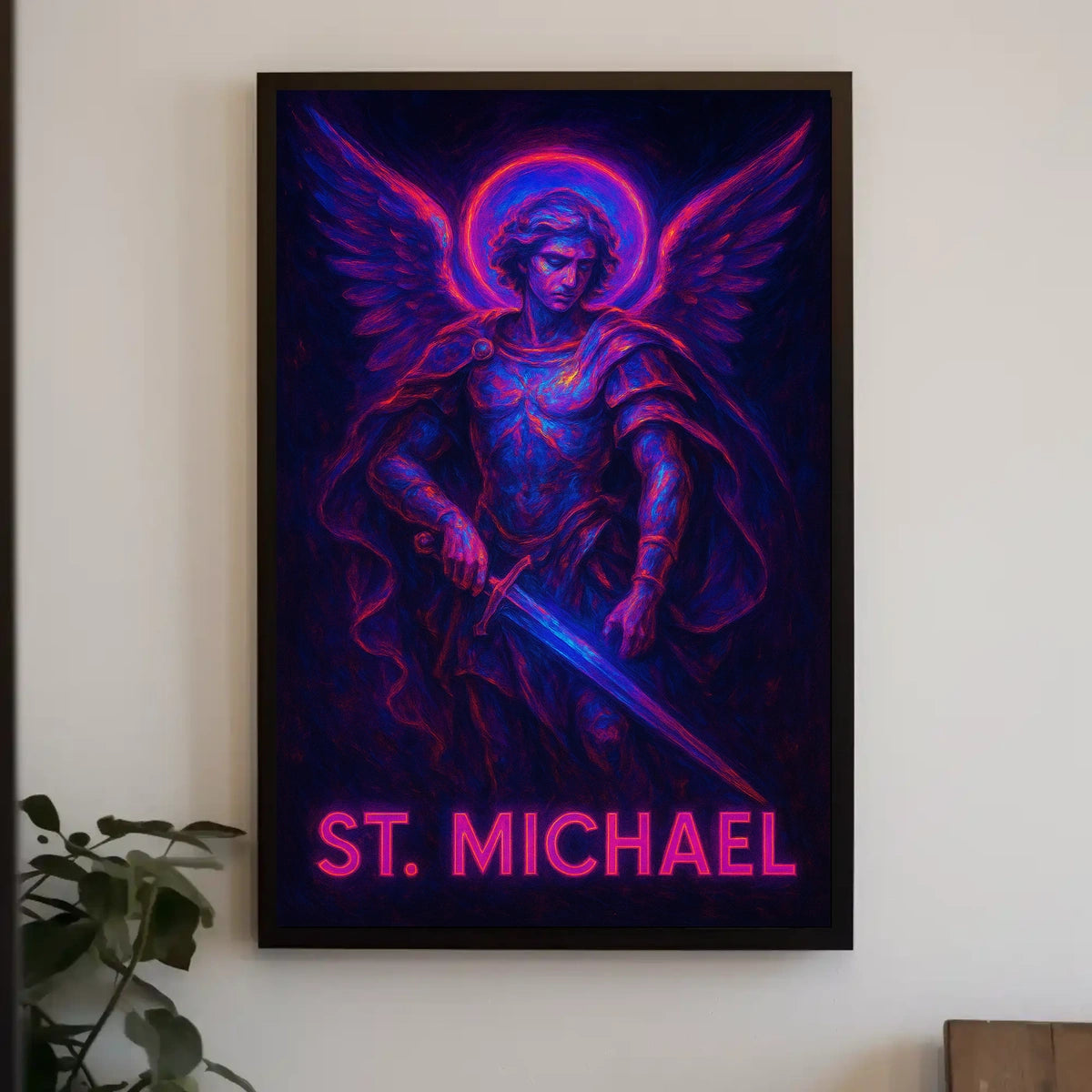 Neon Saint Michael Poster