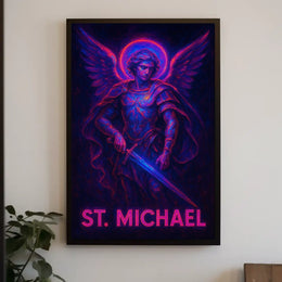 Neon Saint Michael Poster