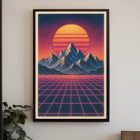 Retro-Futuristic Neon Landscape: Futuristic Sci-Fi Poster