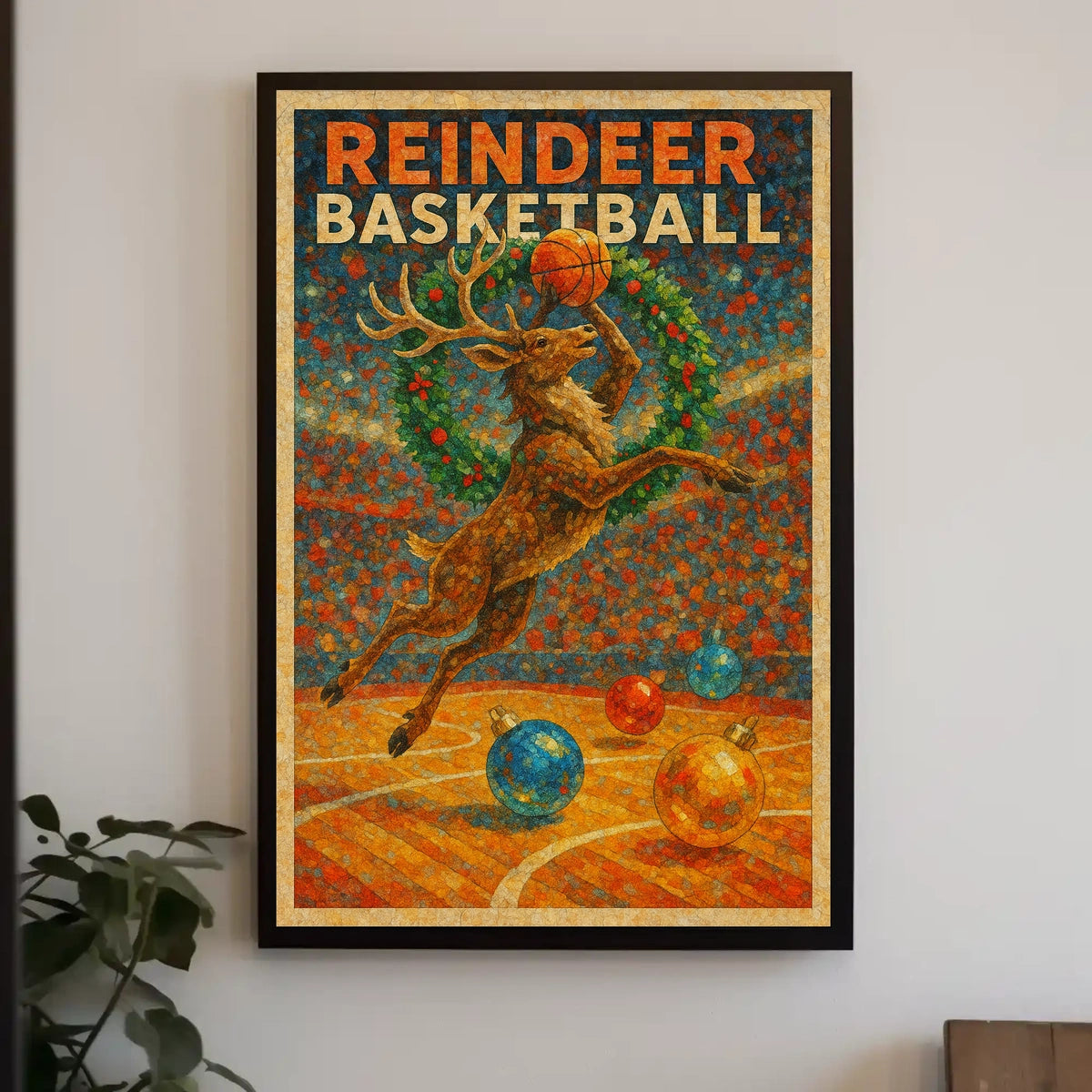 Reindeer Basketball Poster