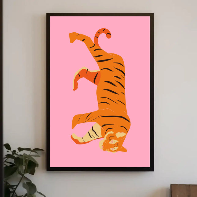 Tiger's Playful Dance: Abstract or Artistic Poster