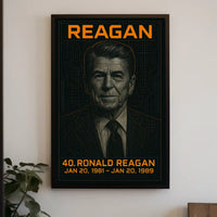 Ronald Reagan 40th President of the United States Techno Schematic Poster