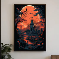 Haunted Moonlit Cemetery Poster