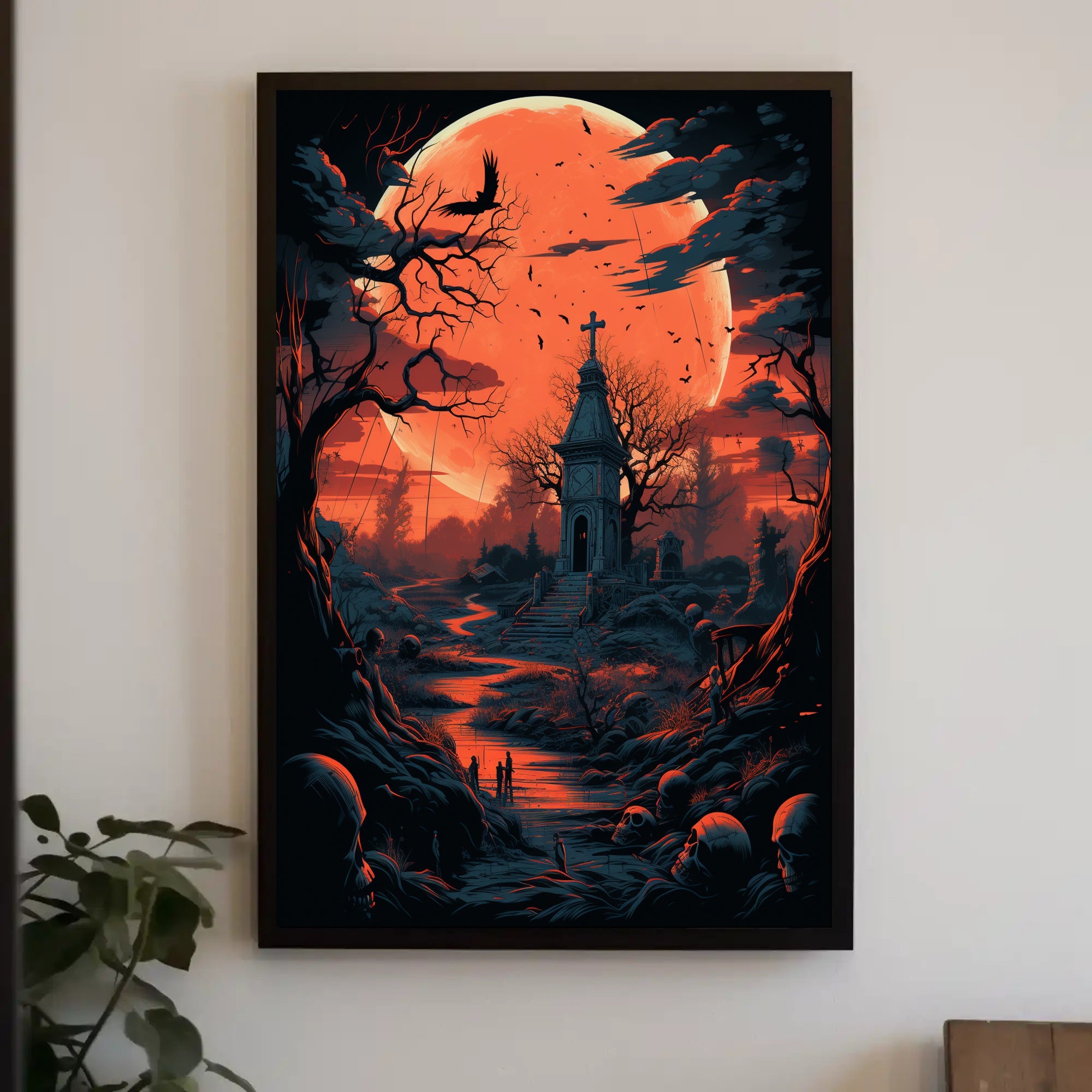 Haunted Moonlit Cemetery Poster