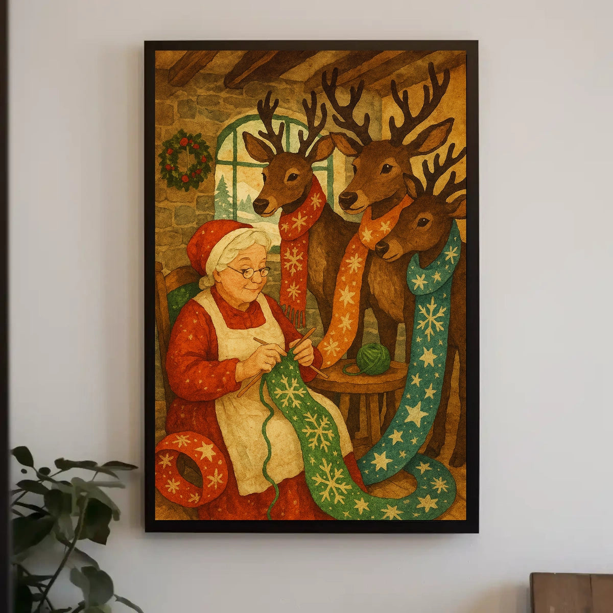 Cozy Christmas Knitting Poster