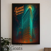 Flatiron Building New York: Surreal Neon Urban Cityscape Poster