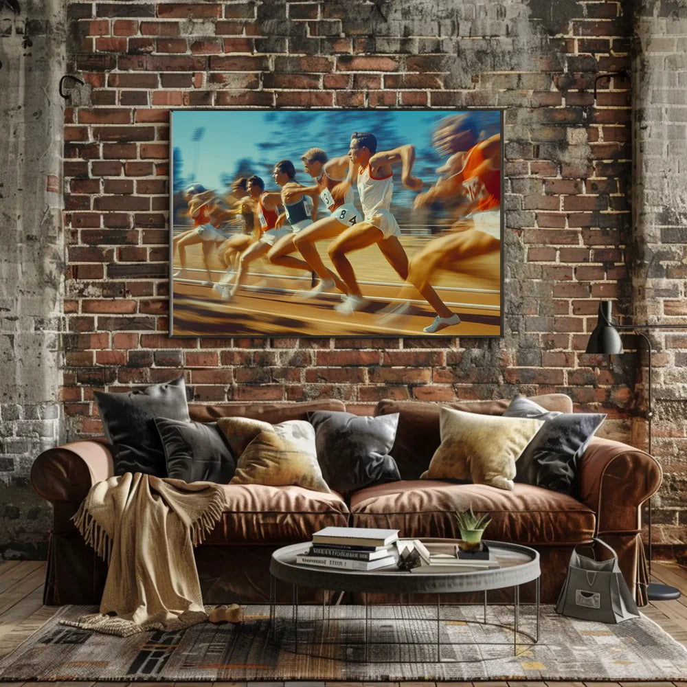 Vintage Athletes Sprinting Race Poster Art Print