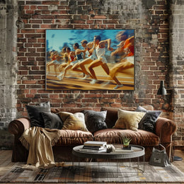 Vintage Athletes Sprinting Race Poster Art Print