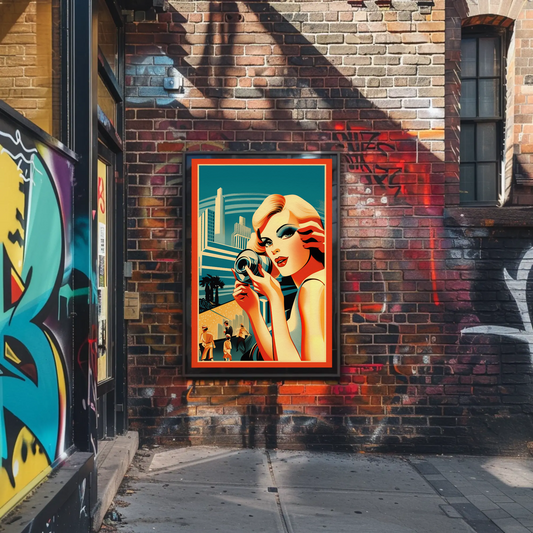 Glamorous Retro Woman With Camera Travel Poster