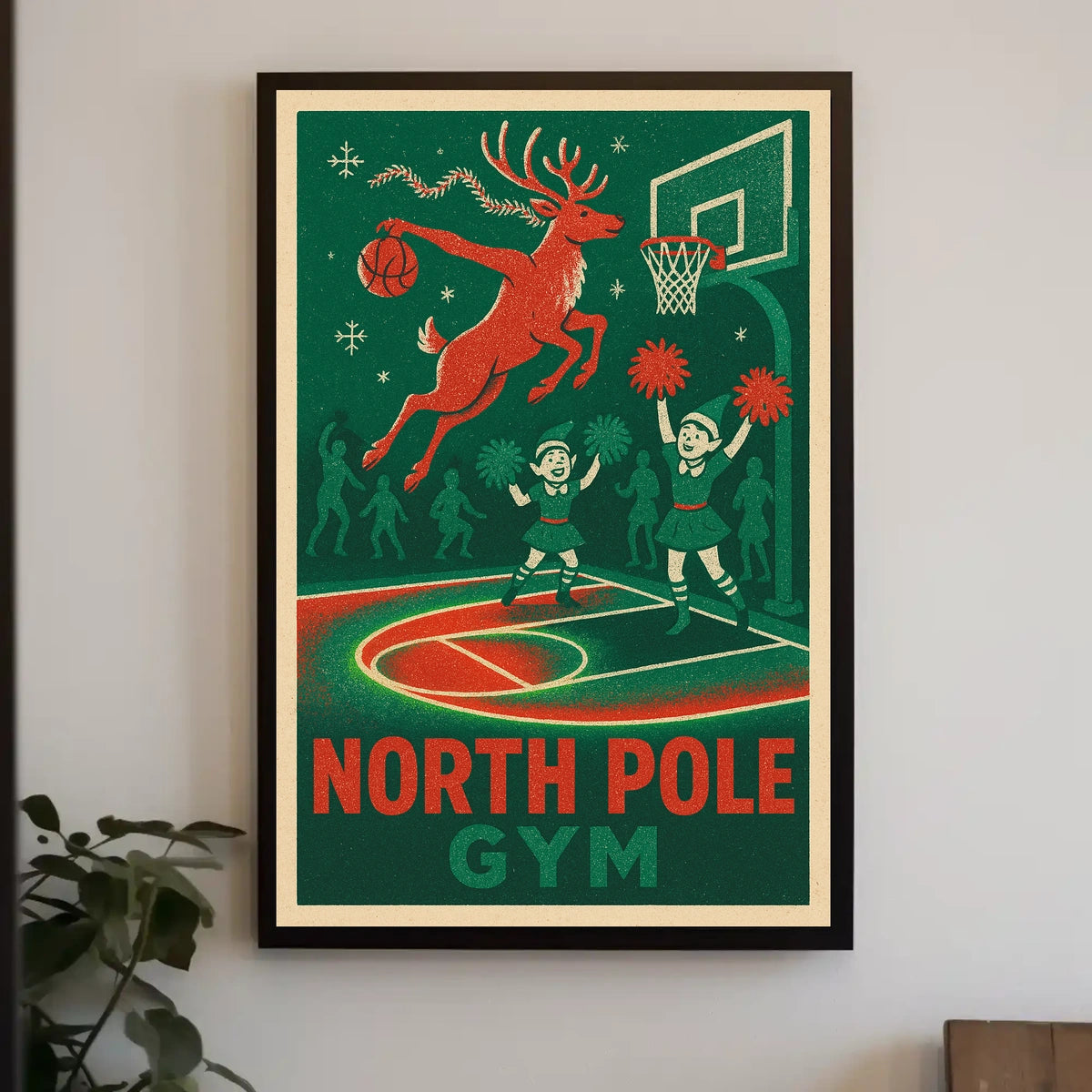Reindeer Basketball Extravaganza: Playful Sports Poster