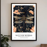 William Morris Exhibition: Intricate Dragonfly Arts and Crafts Poster