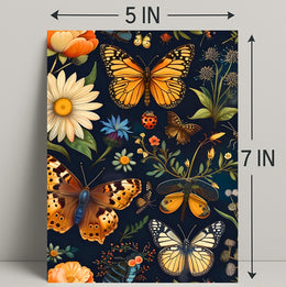 Colorful Nature Art: Butterfly and Flower Animal Poster