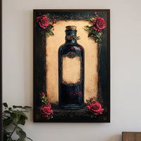 Vintage Potion Bottle With Roses Vintage Poster