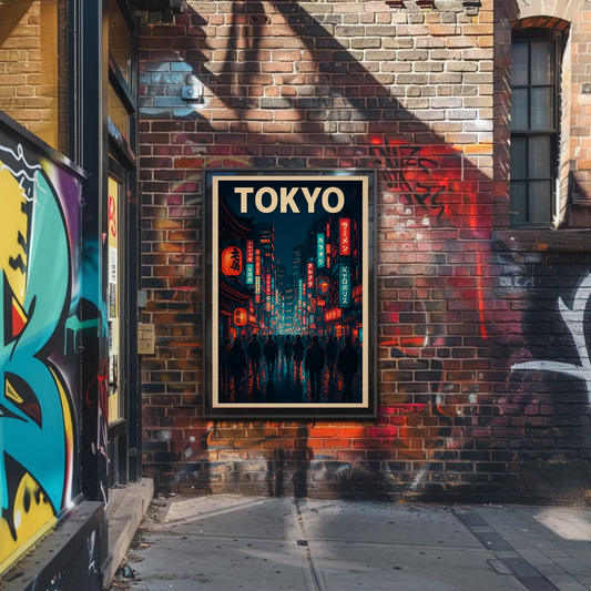 Tokyo Neon Night Street Travel Poster