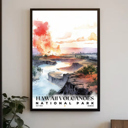 Hawai‘i Volcanoes Watercolor Wall Art Poster