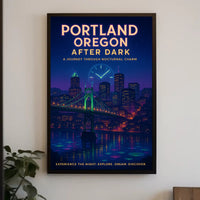 Portland After Dark: Enchanting Urban Cityscape Poster