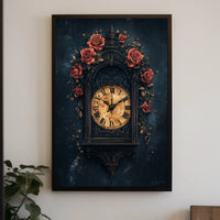 Timeless Vintage Clock with Roses Cultural or Heritage Poster