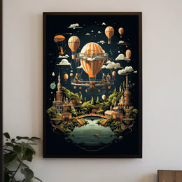 Whimsical Balloon Voyage Poster