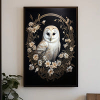 Enchanted Owl In Floral Wreath Poster PosterGoat