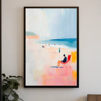 Serene Beach Scene Poster Pastel Coastal Wall Art