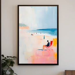 Serene Beach Scene Poster Pastel Coastal Wall Art