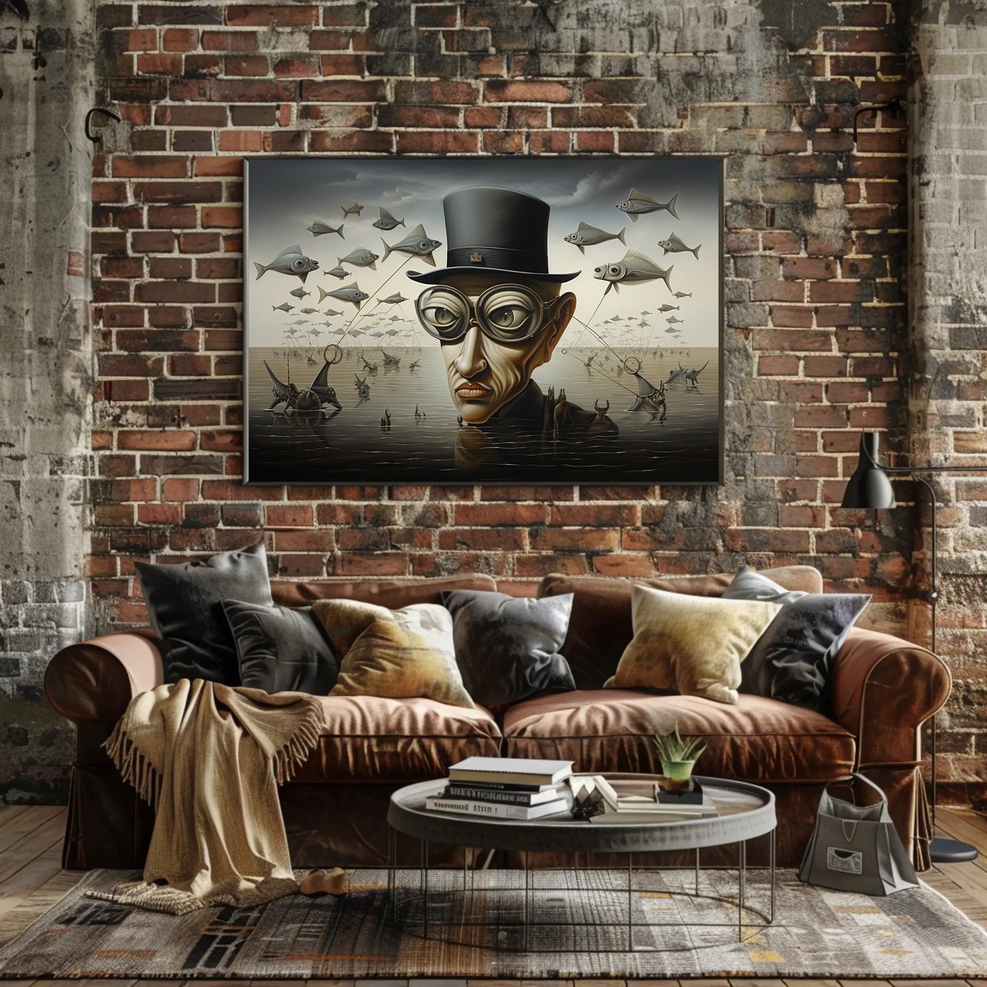 Surrealistic Scene with Flying Fish Fantasy or Mythology Poster