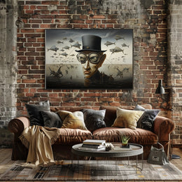 Surrealistic Scene with Flying Fish Fantasy or Mythology Poster