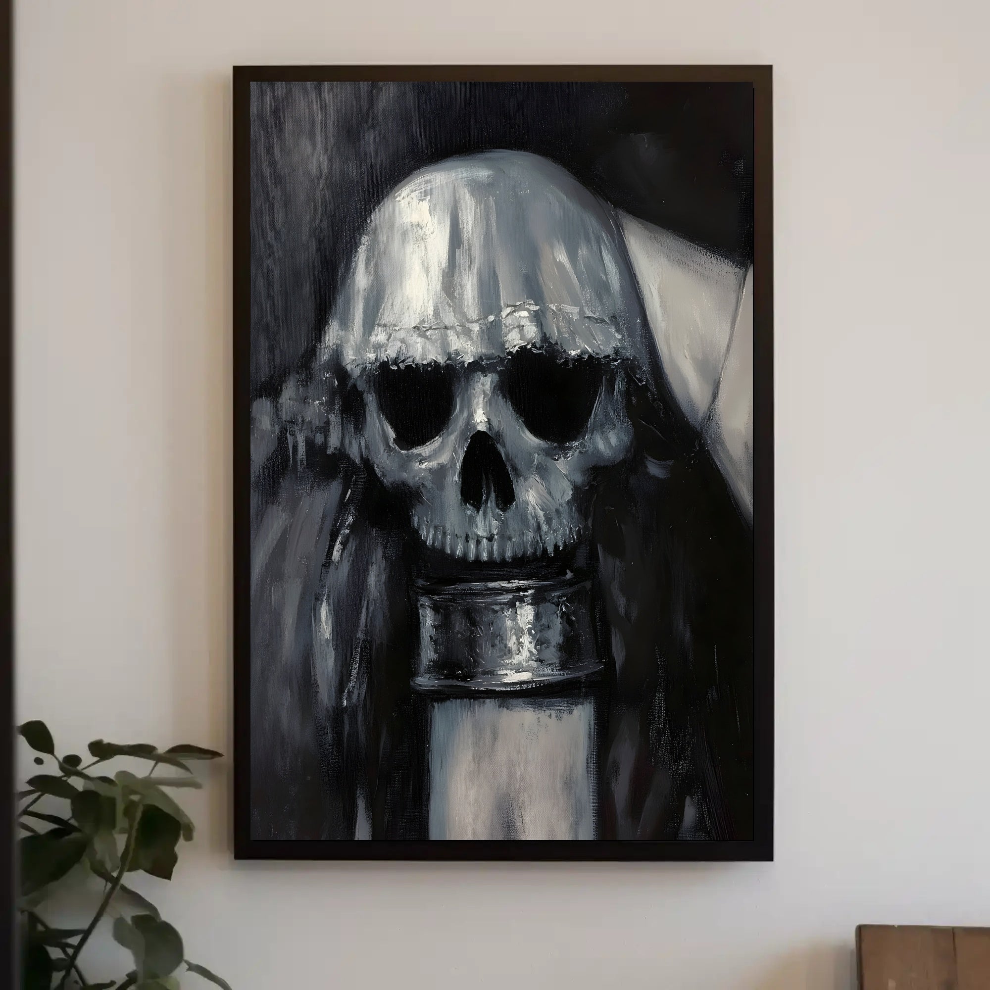 Eerie Skull Monochrome Artwork in Abstract or Artistic Poster PosterGoat