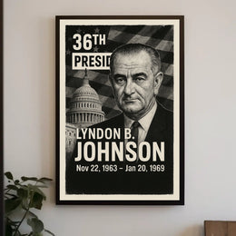 Lyndon B. Johnson 36th President of the United States Digital Montaje Poster
