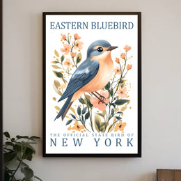 Eastern Bluebird Nature-Inspired Decorative Art Poster