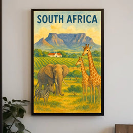 Vibrant South African Wildlife Travel Poster