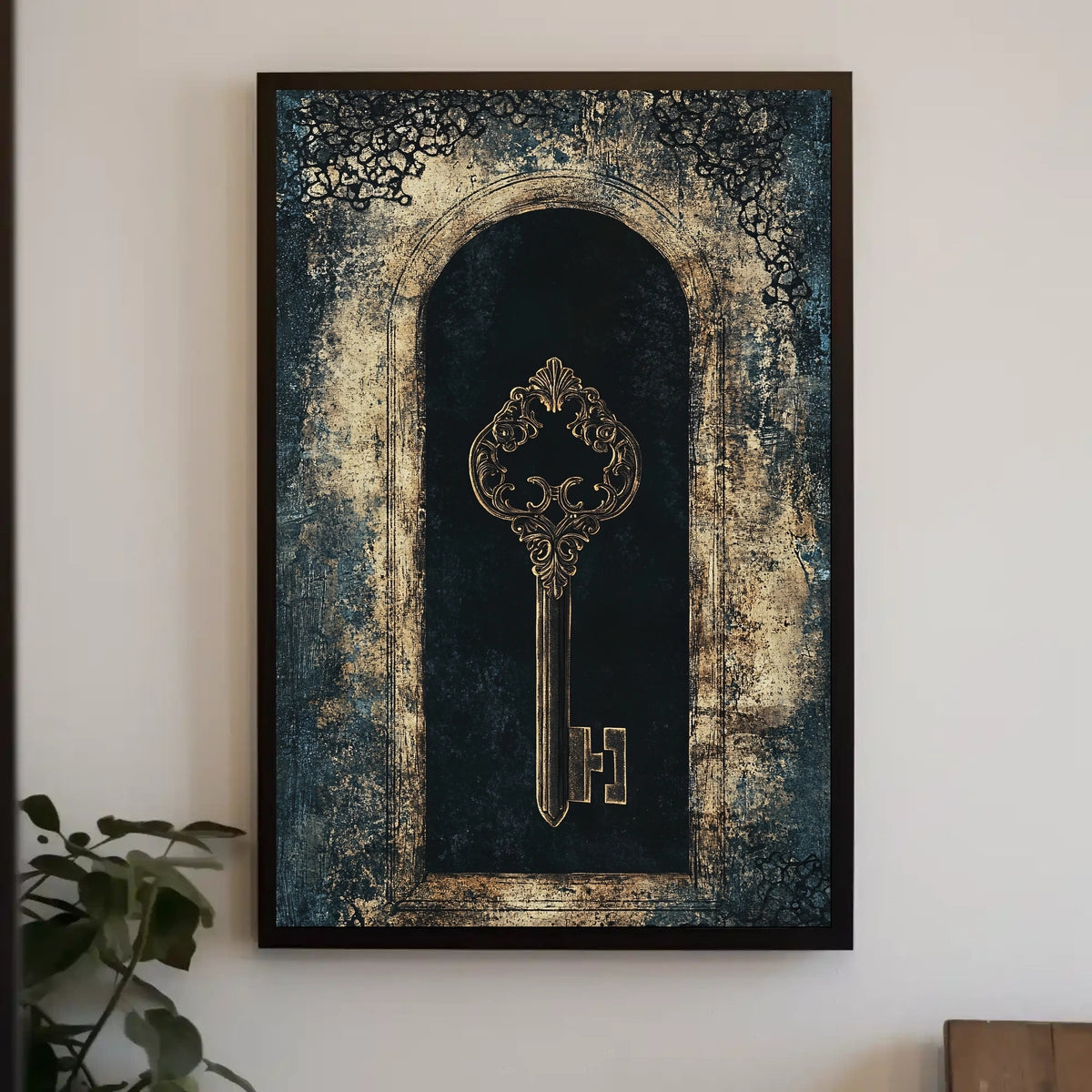 Intricate Antique Key Design Gothic Heritage Poster