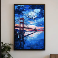 Golden Gate Bridge Sunset Landscape Artwork Modern Poster