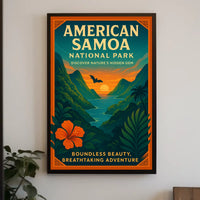 American Samoa Sunset, Lush Landscape National Park Poster