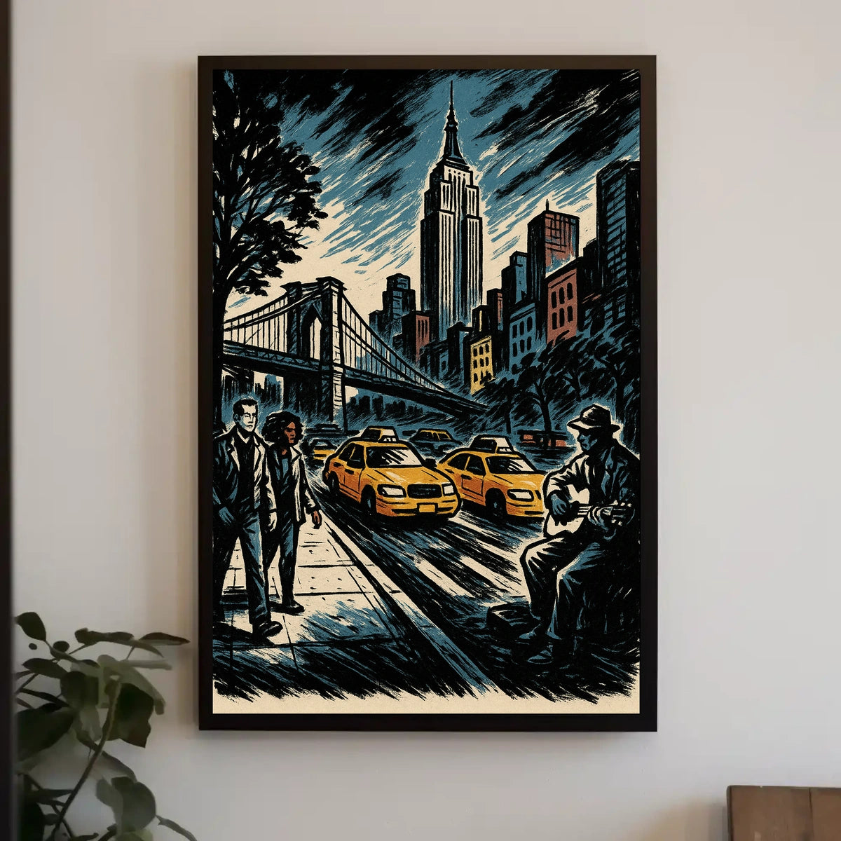 New York City Noir Skyline Poster Modern Urban Wall Art