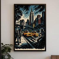 New York City Noir Skyline Poster Modern Urban Wall Art
