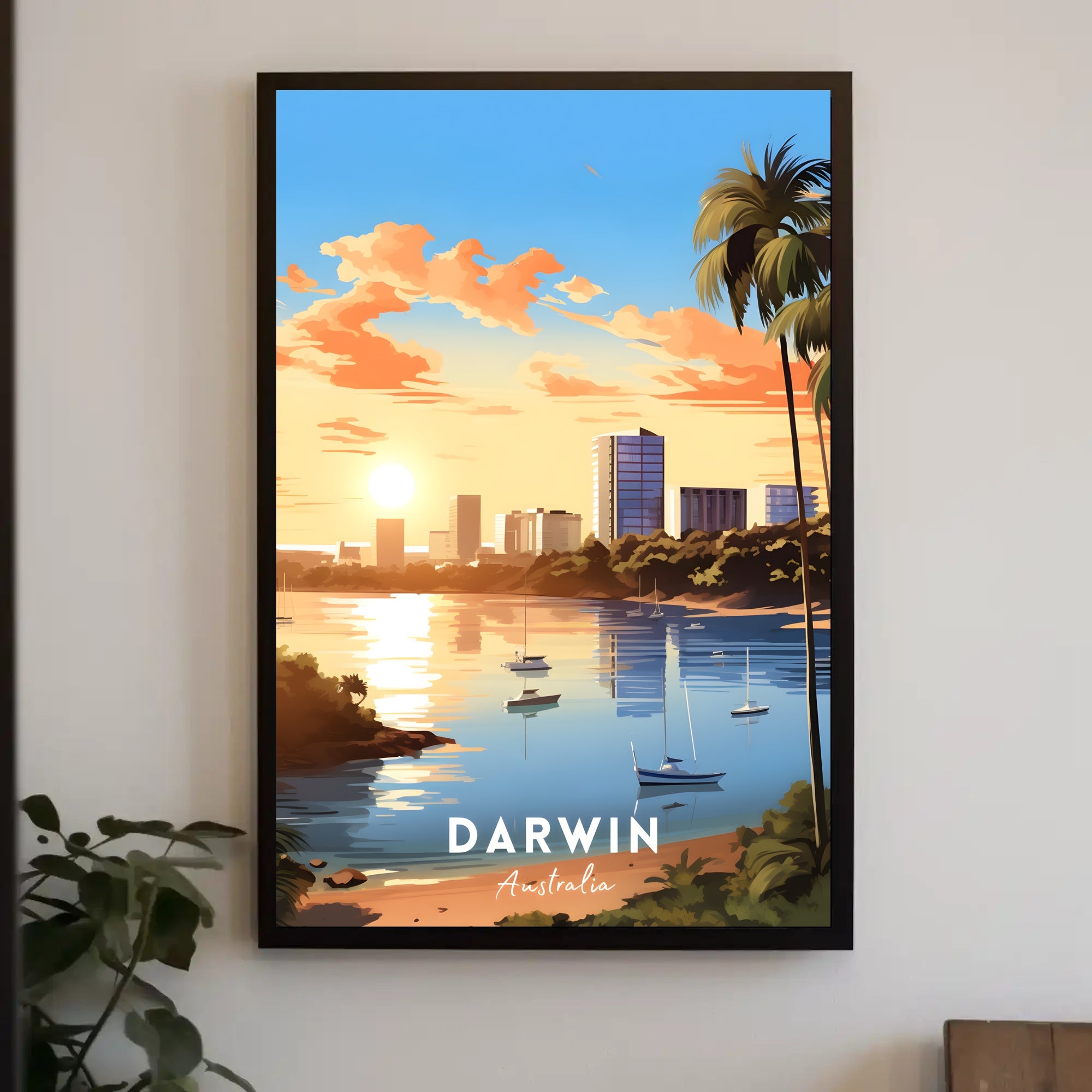 Serene Sunset in Darwin Urban or Cityscape Poster