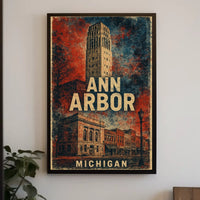 Ann Arbor Cityscape Minimalist Travel Poster