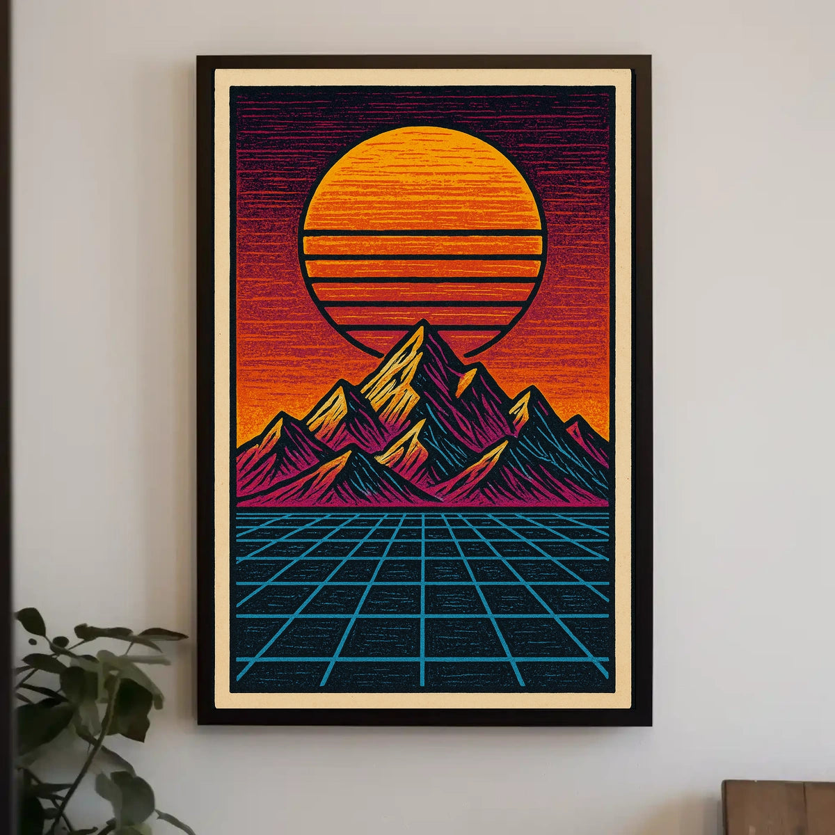 Retro-Futuristic Synthwave Landscape Futuristic Sci-Fi Poster