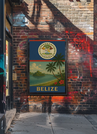 Belize Tropical Coast Vintage Travel Poster