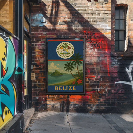 Belize Tropical Coast Vintage Travel Poster