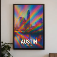 Austin Cityscape Psychedelic Pop Art Urban Poster