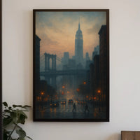 New York City Skyline Poster Abstract Moody Wall Art