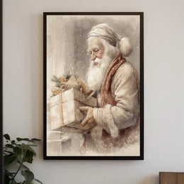 Vintage Santa Claus With Gifts Vintage Poster