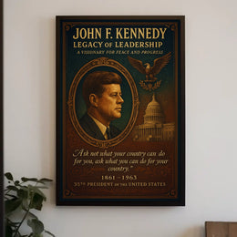 John F. Kennedy Patriotic Leadership Vintage Art Poster