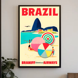 Discover Brazil With Braniff Airways Poster