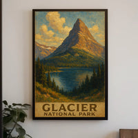 Glacier National Park Majestic Alpine Wilderness Wanderlust Inspired Serene Scenic Travel Poster