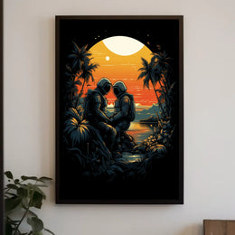 Cosmic Sunset Encounter Poster