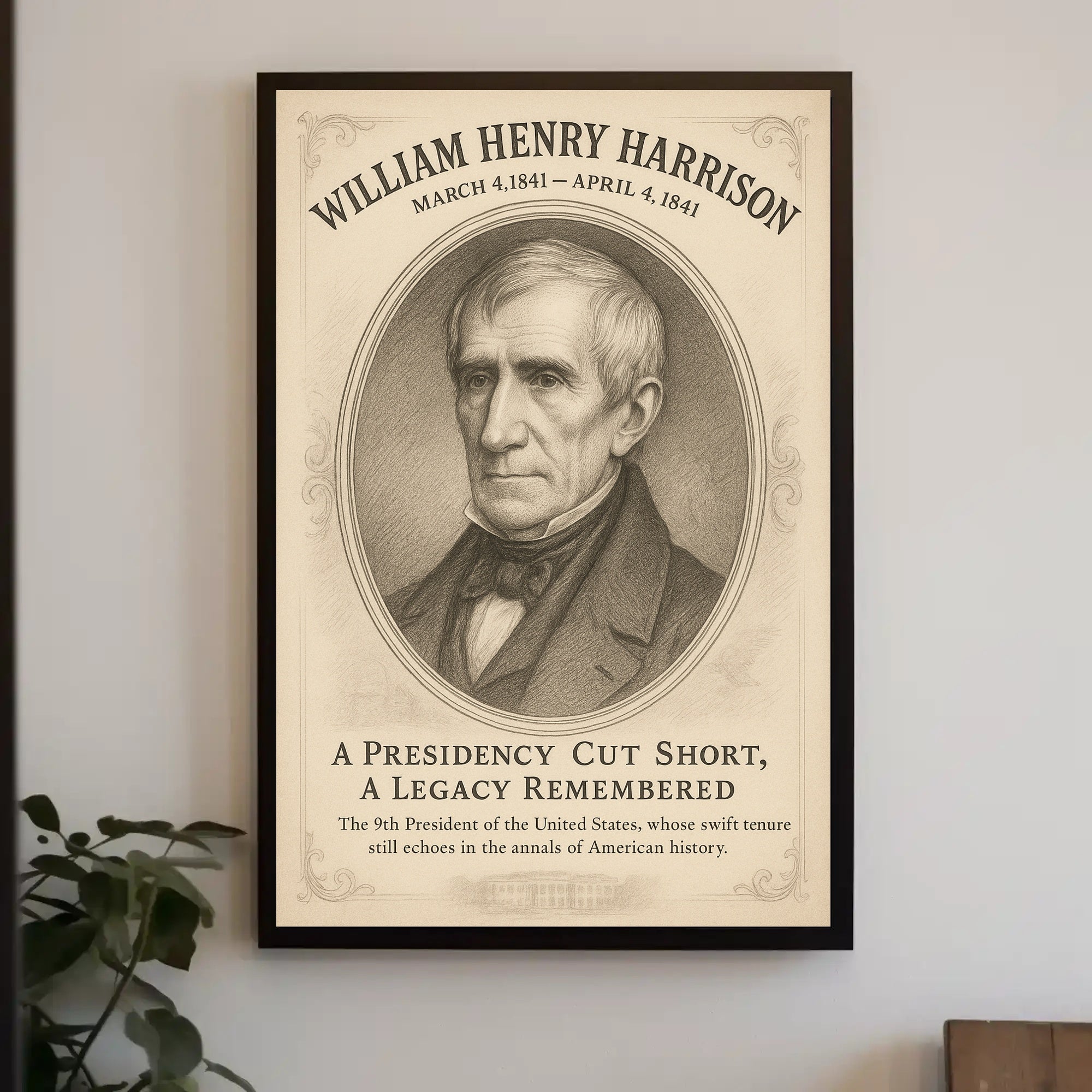 William Henry Harrison 9th President Sketch Poster Art Print PosterGoat
